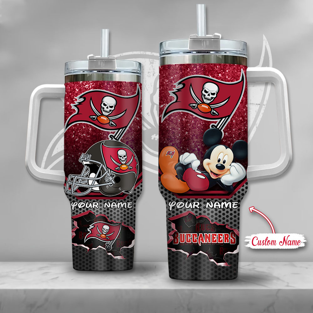 Tampa Bay Buccaneers NFL Custom Stanley Quencher 40oz Stainless Steel Tumbler With Handle