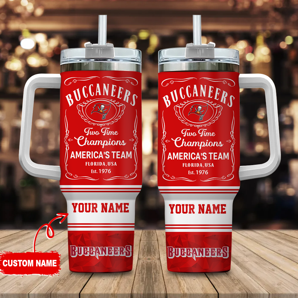 Tampa Bay Buccaneers NFL Custom Stanley Quencher 40oz Stainless Steel Tumbler With Handle