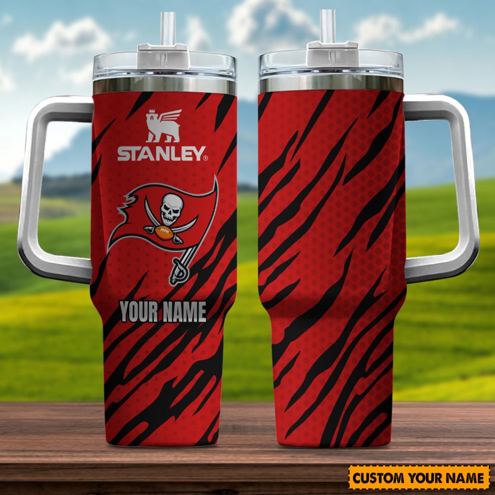 Tampa Bay Buccaneers NFL Custom Stanley Quencher 40oz Stainless Steel Tumbler With Handle