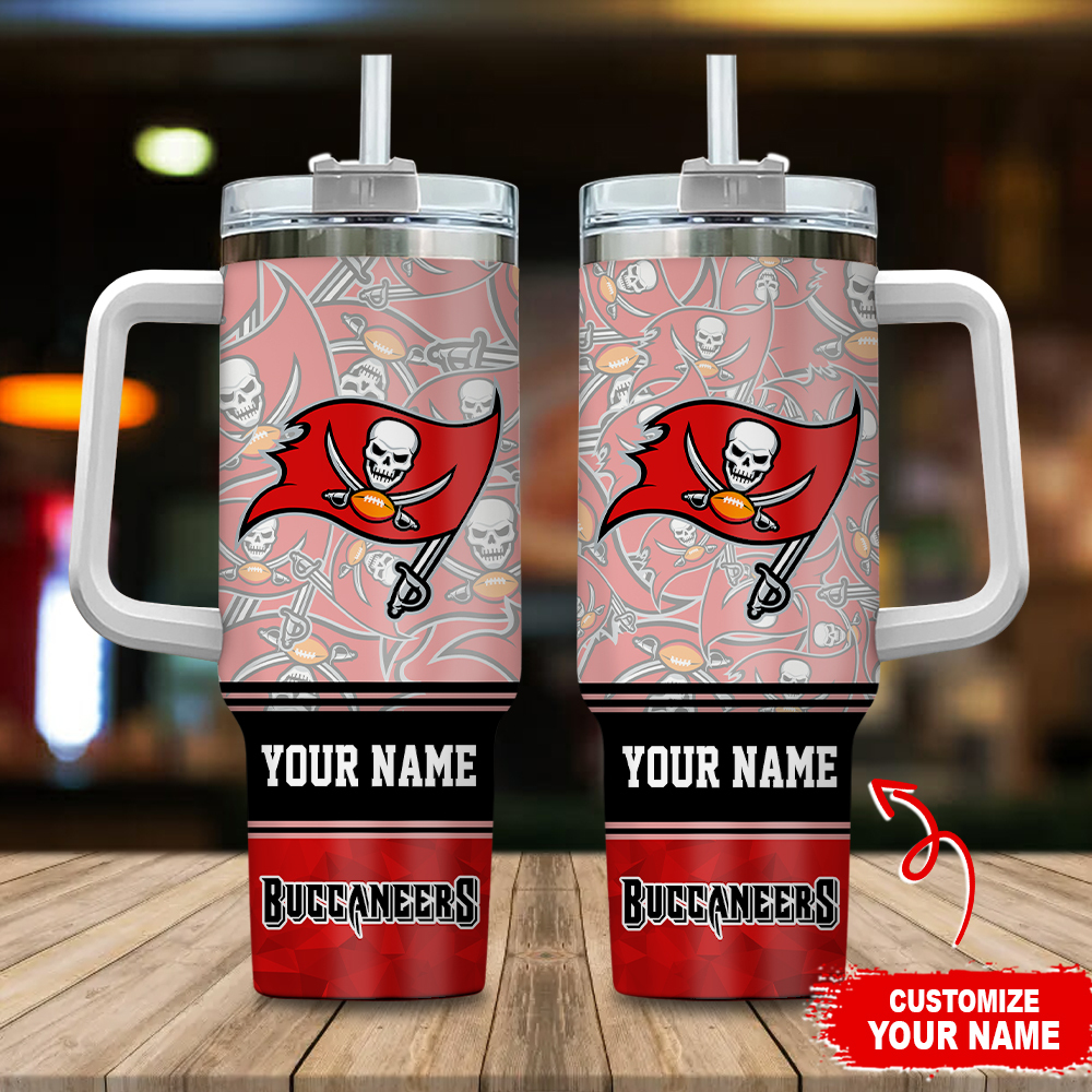 Tampa Bay Buccaneers NFL Custom Stanley Quencher 40oz Stainless Steel Tumbler With Handle
