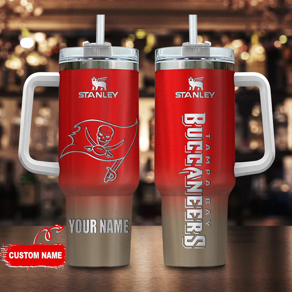 Tampa Bay Buccaneers NFL Custom Stanley Quencher 40oz Stainless Steel Tumbler With Handle