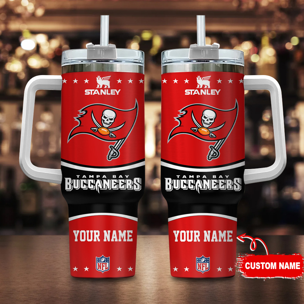 Tampa Bay Buccaneers NFL Custom Stanley Quencher 40oz Stainless Steel Tumbler With Handle