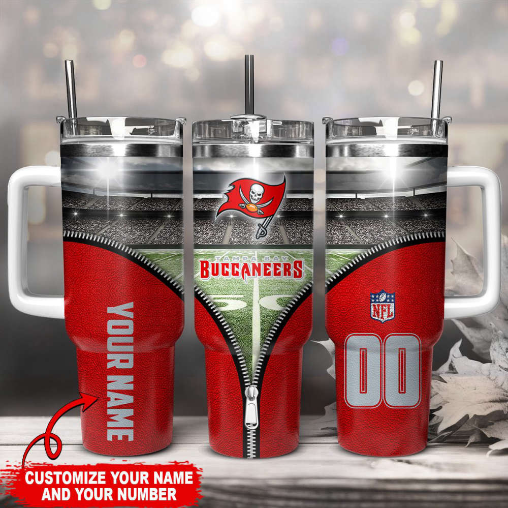 Tampa Bay Buccaneers NFL Custom Stanley Quencher 40oz Stainless Steel Tumbler With Handle