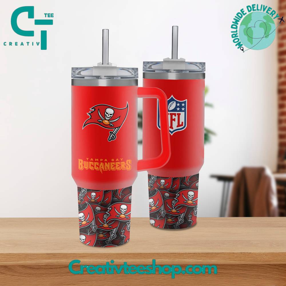 Tampa Bay Buccaneers NFL Custom Stanley Quencher 40oz Stainless Steel Tumbler With Handle