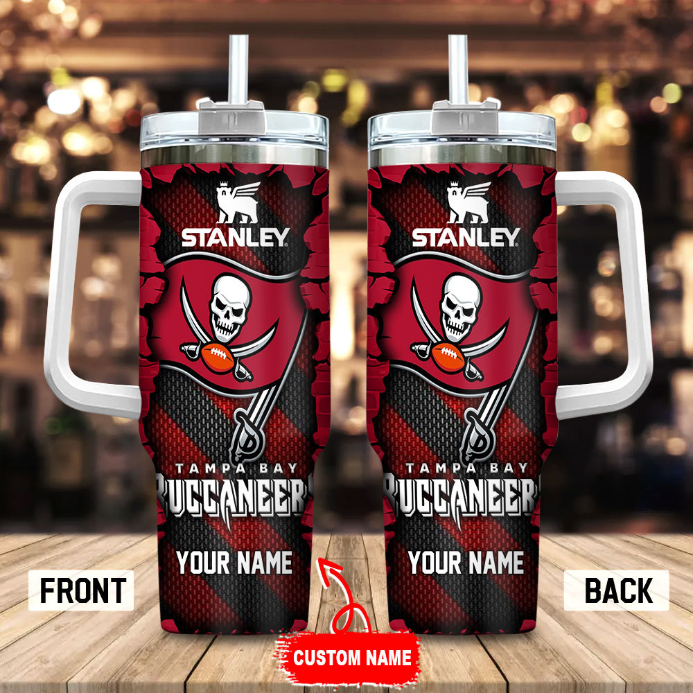 Tampa Bay Buccaneers NFL Custom Stanley Quencher 40oz Stainless Steel Tumbler With Handle