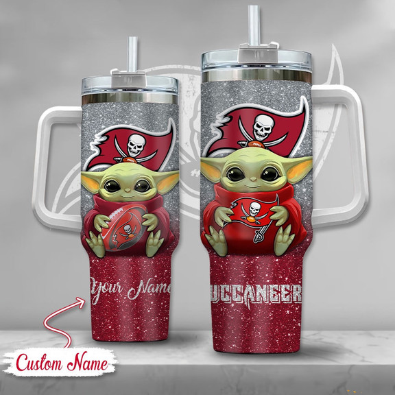 Tampa Bay Buccaneers NFL Custom Stanley Quencher 40oz Stainless Steel Tumbler With Handle