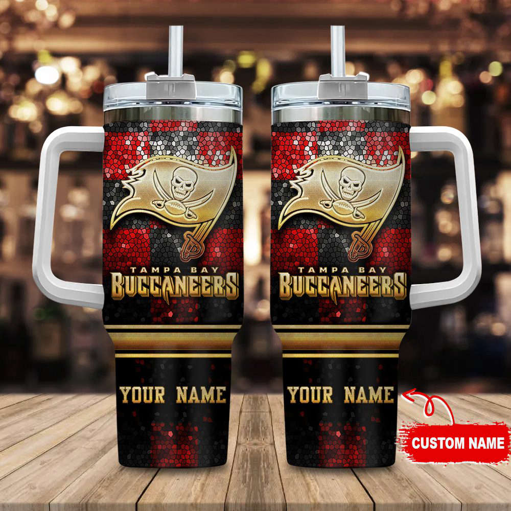 Tampa Bay Buccaneers NFL Custom Stanley Quencher 40oz Stainless Steel Tumbler With Handle