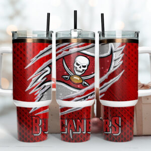 Tampa Bay Buccaneers NFL Custom Stanley Quencher 40oz Stainless Steel Tumbler With Handle