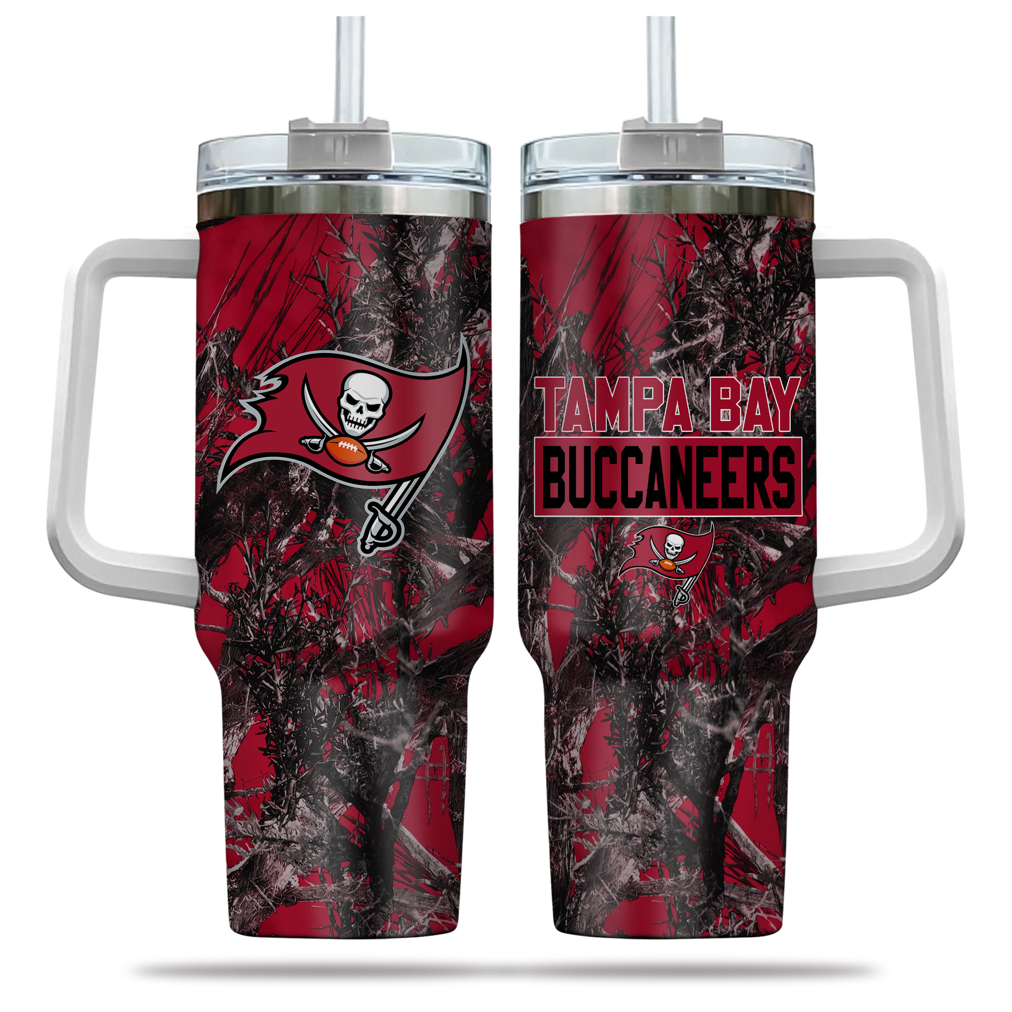 Tampa Bay Buccaneers NFL Hunting Custom Stanley Quencher 40oz Stainless Steel Tumbler With Handle