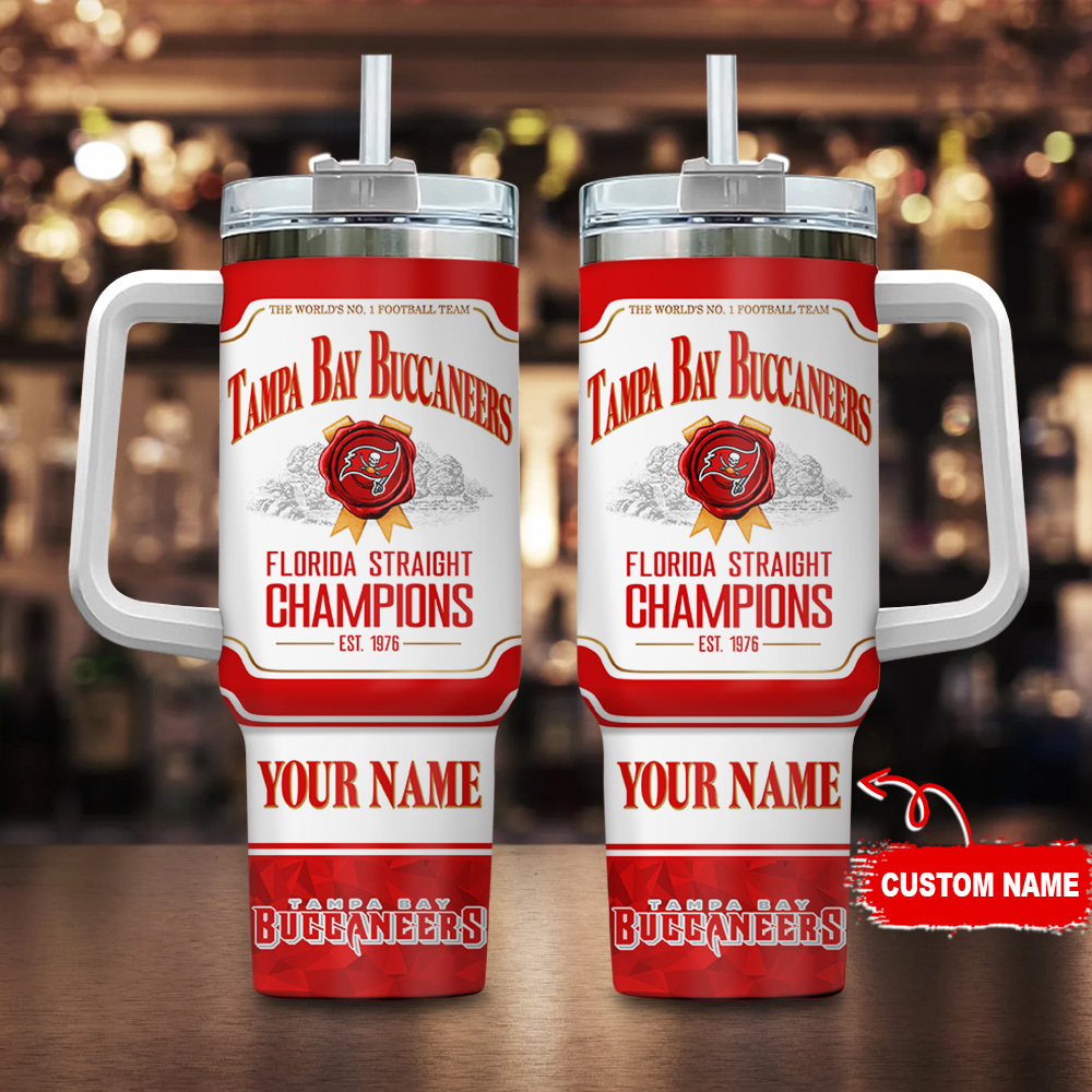 Tampa Bay Buccaneers NFL Jim Beam Custom Stanley Quencher 40oz Stainless Steel Tumbler With Handle