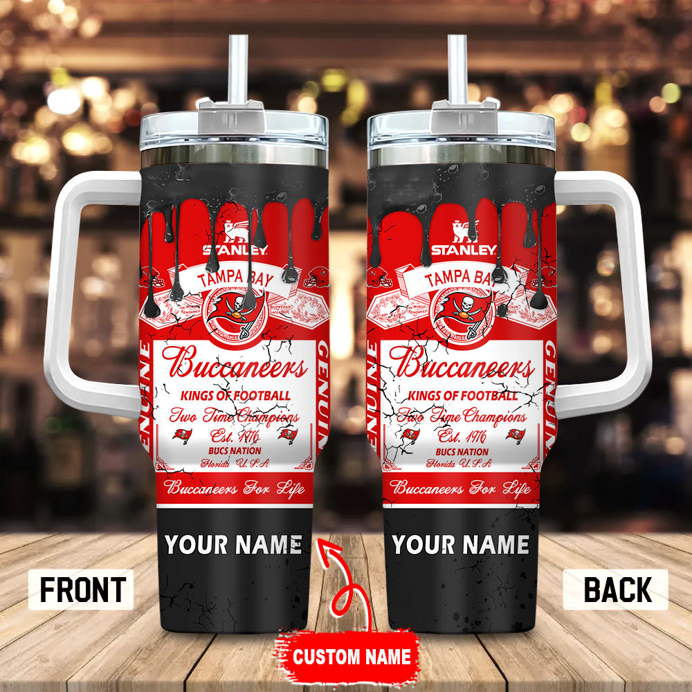 Tampa Bay Buccaneers NFL Kings Of Football Custom Stanley Quencher 40oz Stainless Steel Tumbler With Handle