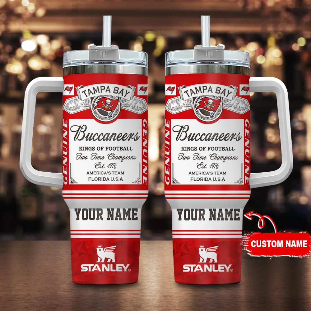 Tampa Bay Buccaneers NFL Kings Of Football Custom Stanley Quencher 40oz Stainless Steel Tumbler With Handle