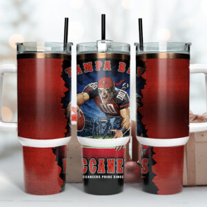Tampa Bay Buccaneers NFL Mascot Custom Stanley Quencher 40oz Stainless Steel Tumbler With Handle
