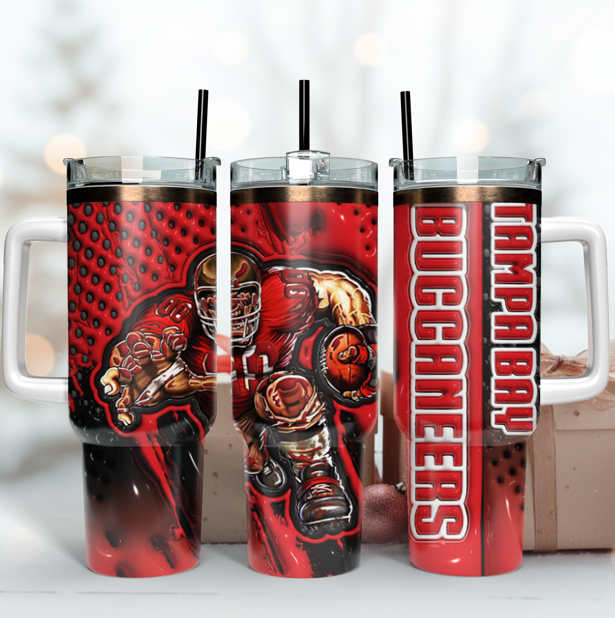 Tampa Bay Buccaneers NFL Mascot Custom Stanley Quencher 40oz Stainless Steel Tumbler With Handle