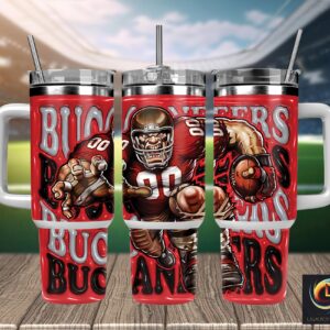 Tampa Bay Buccaneers NFL Mascot Custom Stanley Quencher 40oz Stainless Steel Tumbler With Handle