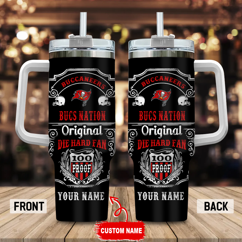 Tampa Bay Buccaneers NFL Original Diehard Fan Custom Stanley Quencher 40oz Stainless Steel Tumbler With Handle