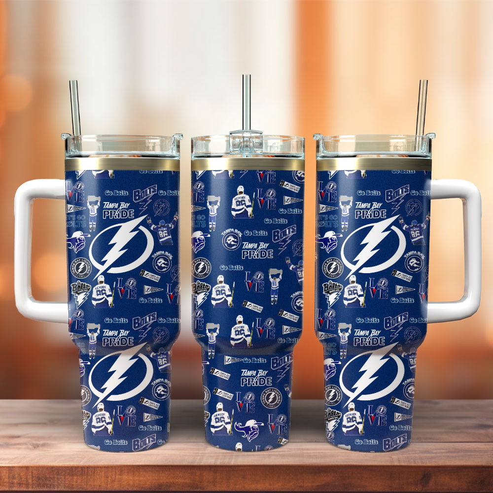 Tampa Bay Lightning Ice Hockey NHL Sport Custom Stanley Quencher 40oz Stainless Steel Tumbler With Handle
