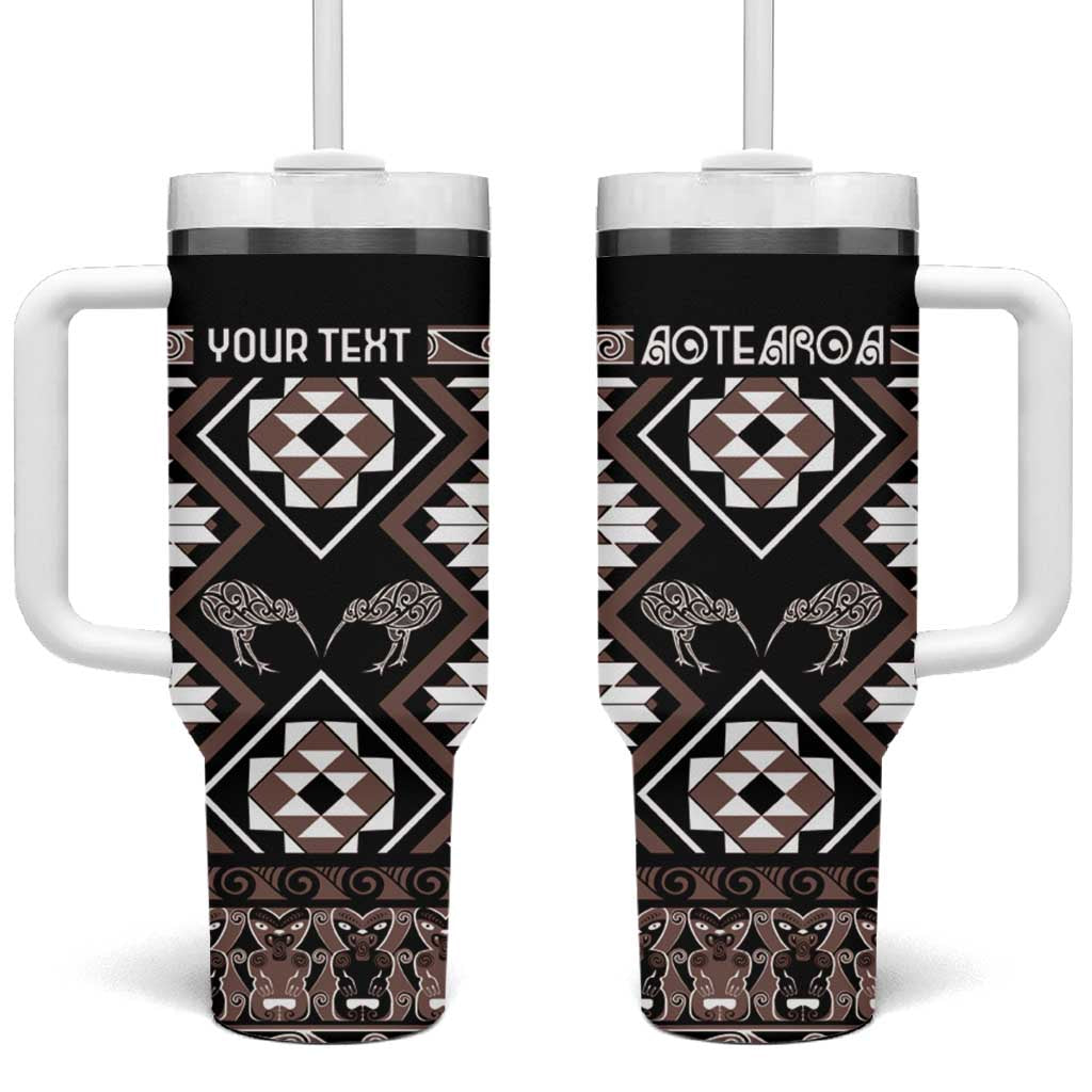 Taniko Motifs Aotearoa Waitangi Kowhaiwhai Kiwi Custom Stanley Quencher 40oz Stainless Steel Tumbler With Handle