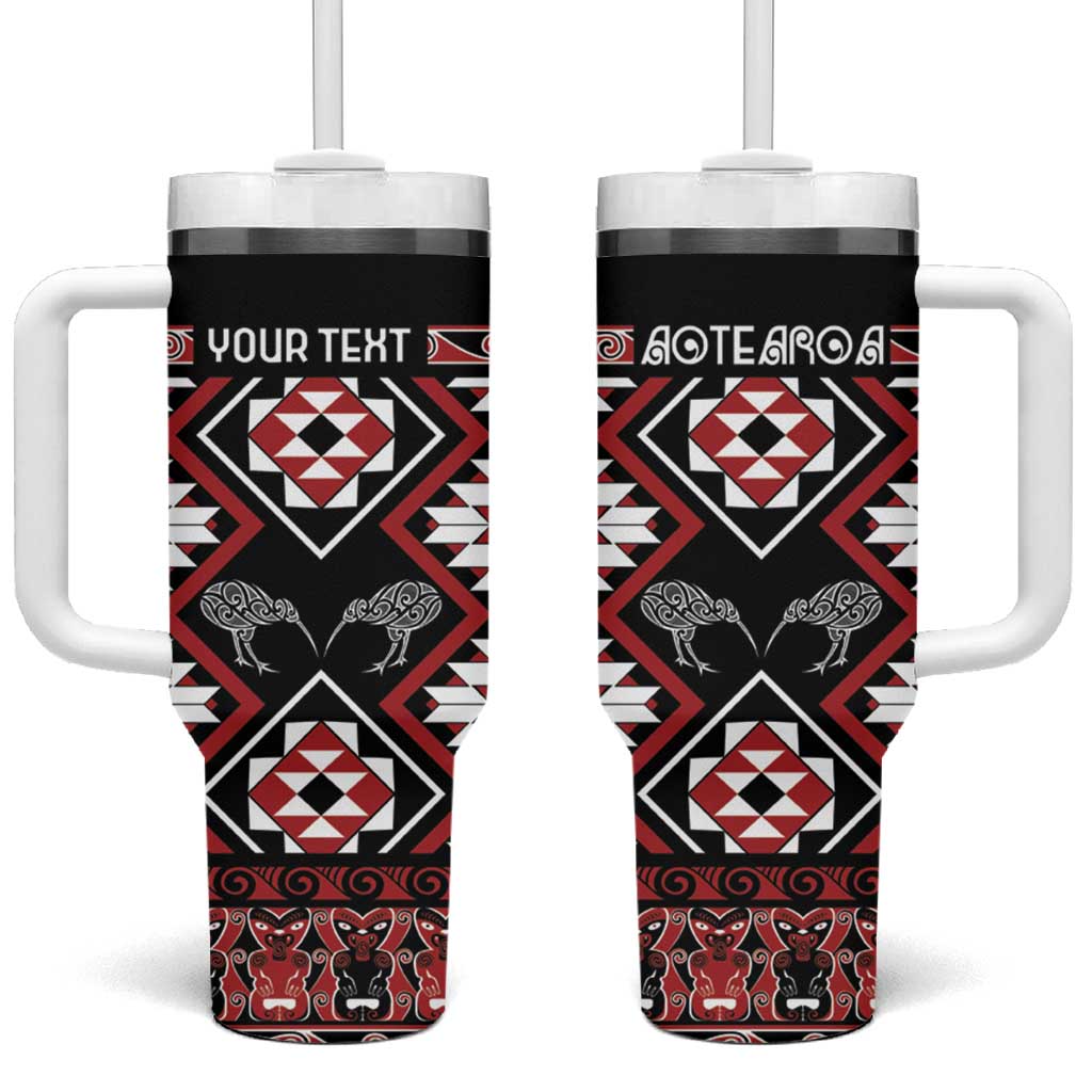 Taniko Motifs Aotearoa Waitangi Kowhaiwhai Kiwi Custom Stanley Quencher 40oz Stainless Steel Tumbler With Handle