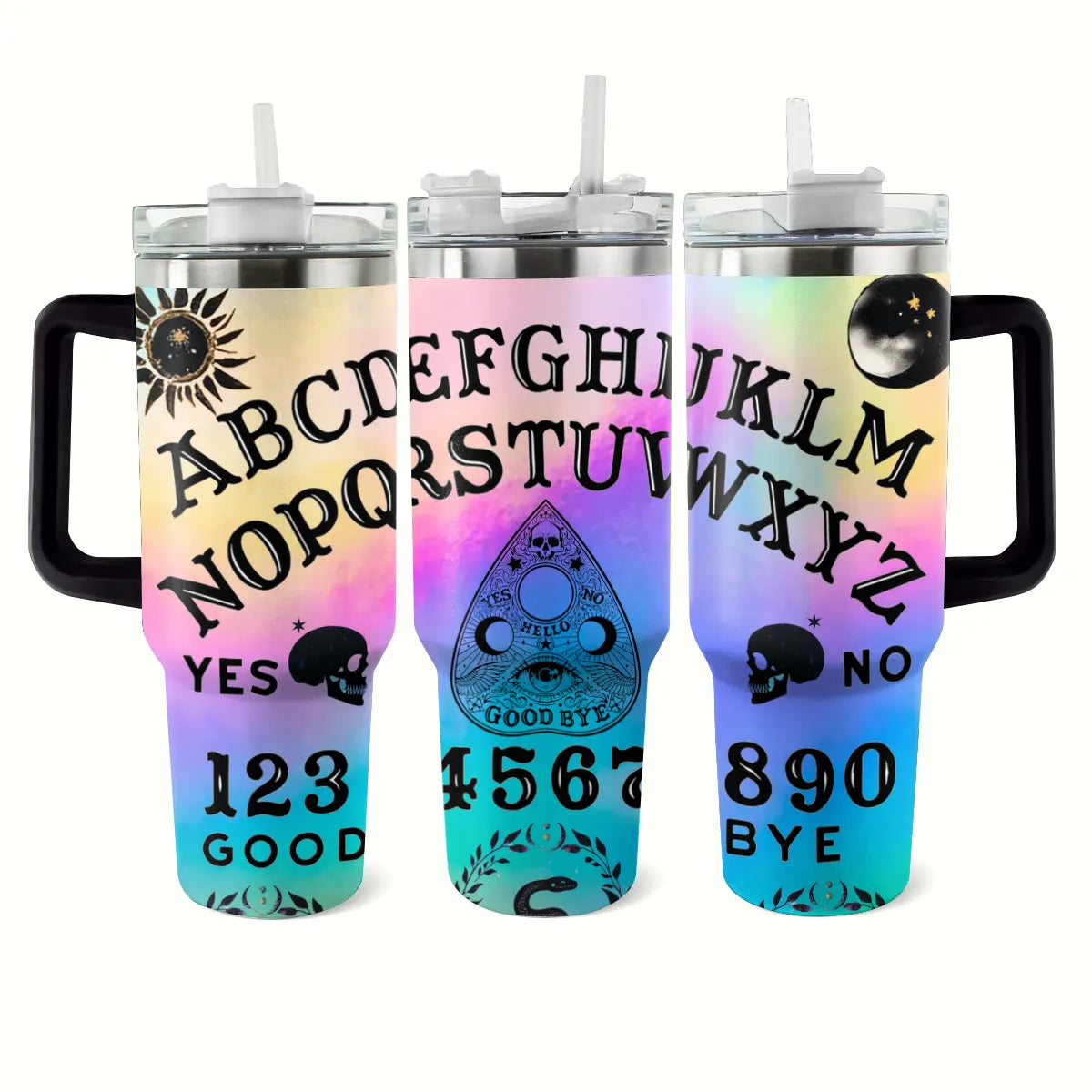Tarot Halloween Ouija Board Sips Custom Stanley Quencher 40oz Stainless Steel Tumbler With Handle