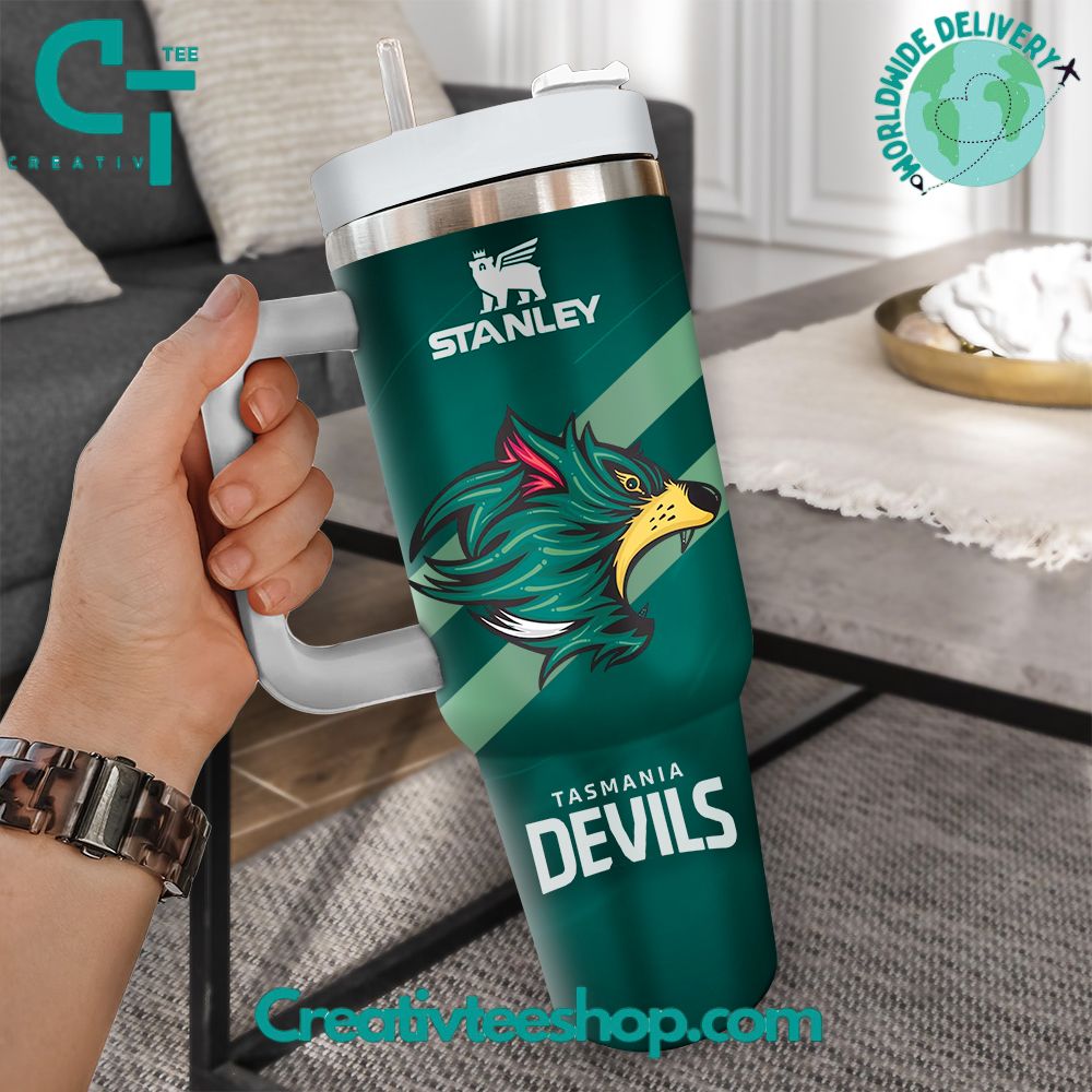 Tasmania Devils AFL Custom Stanley Quencher 40oz Stainless Steel Tumbler With Handle