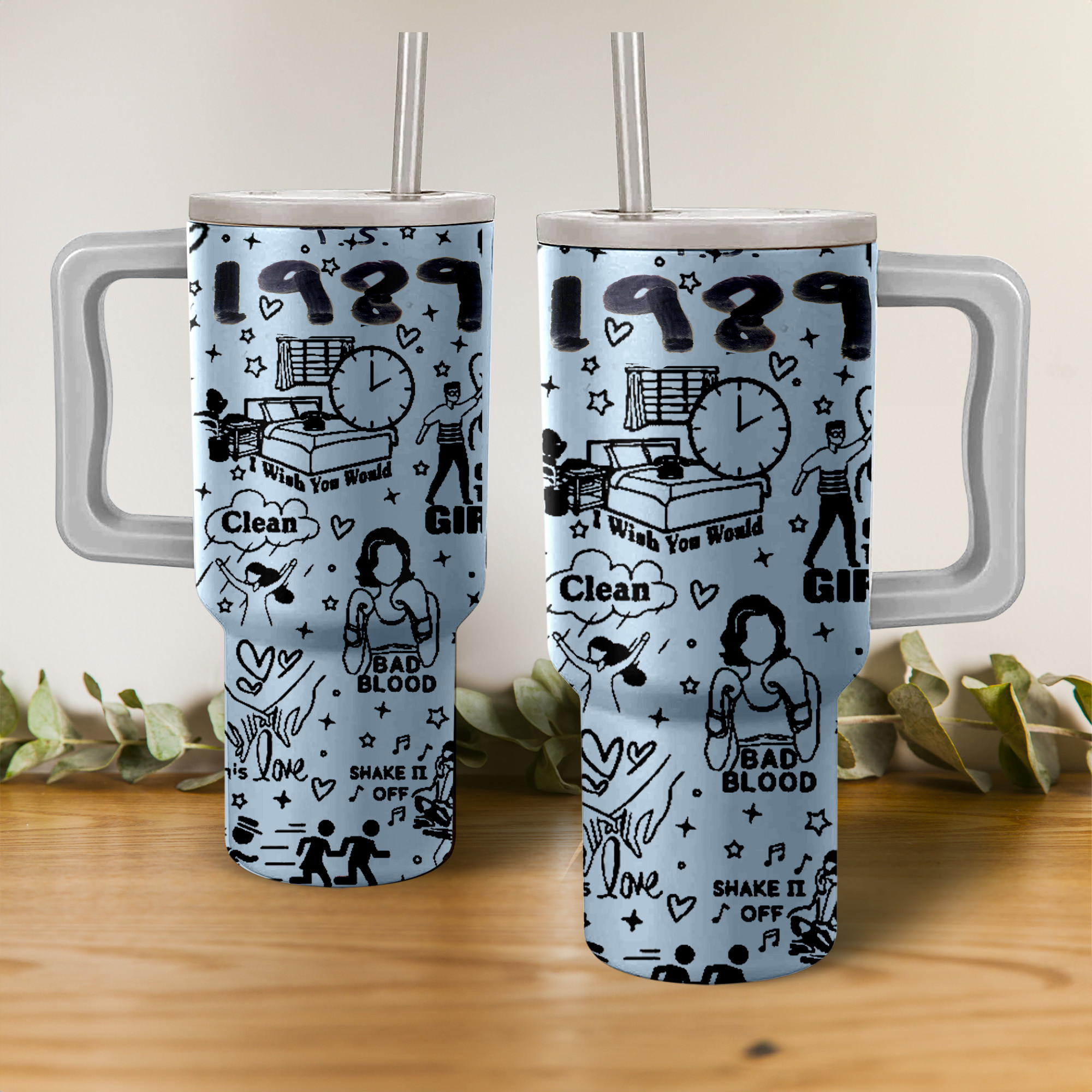 Taylor Swift 1989 Album Music Custom Stanley Quencher 40oz Stainless Steel Tumbler With Handle