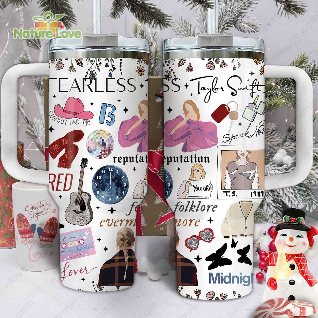 Taylor Swift Album Swiftie Collection Music Custom Stanley Quencher 40oz Stainless Steel Tumbler With Handle