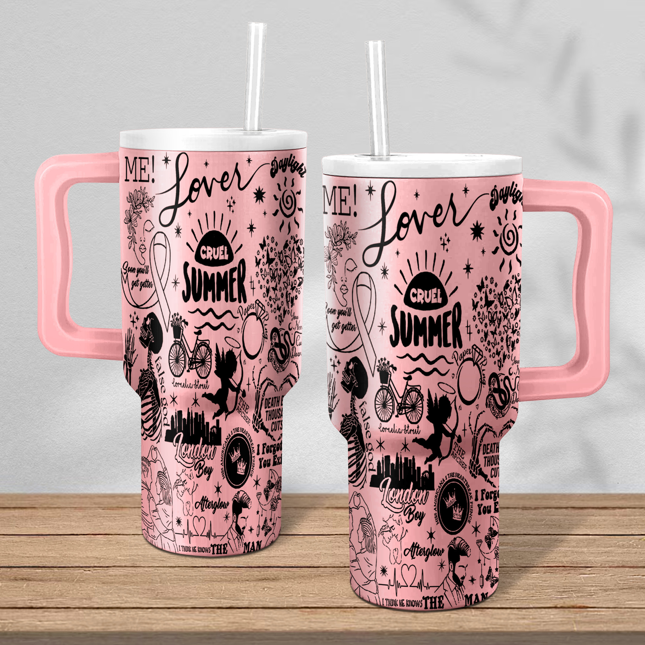 Taylor Swift Lover Album Music Custom Stanley Quencher 40oz Stainless Steel Tumbler With Handle