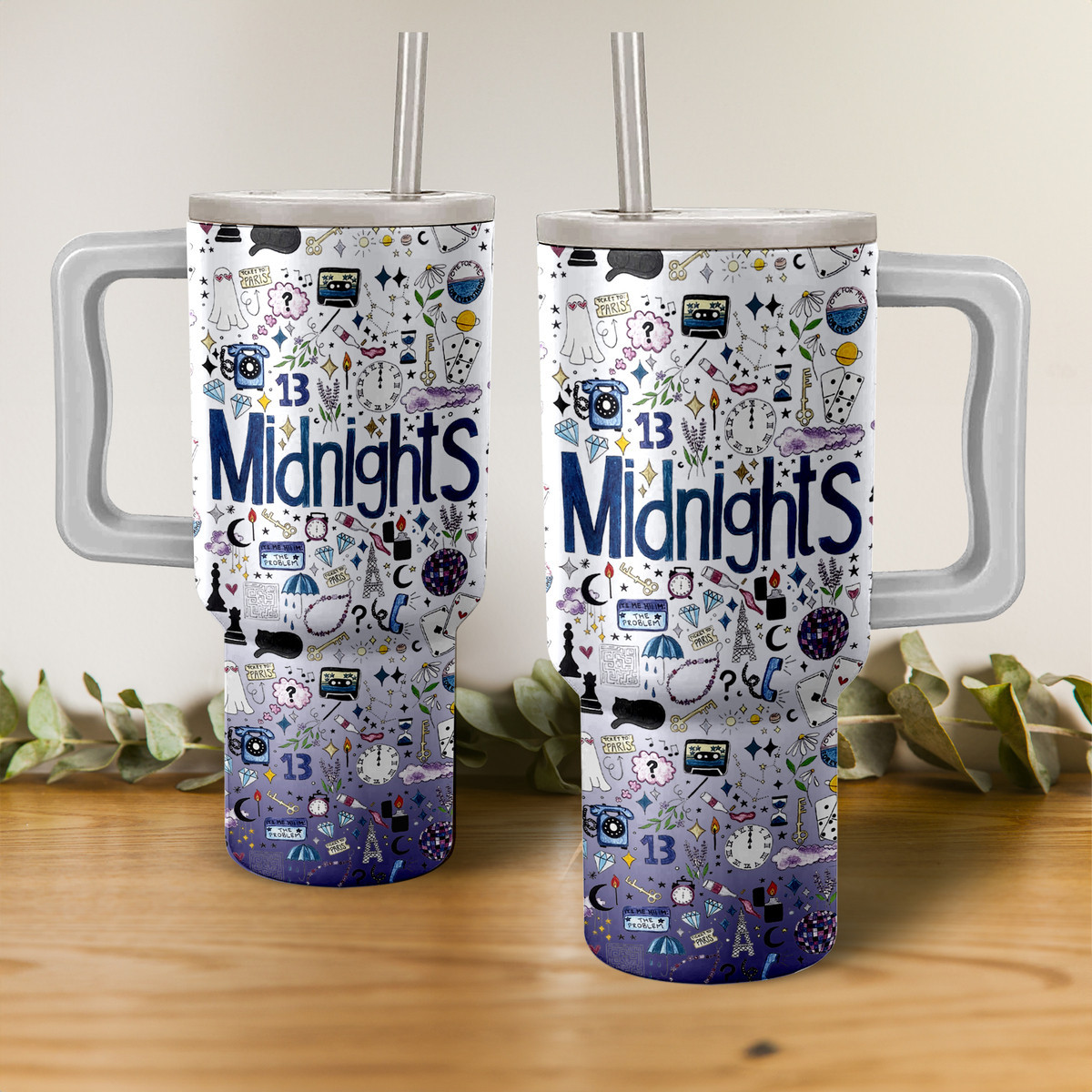 Taylor Swift Midnights Album Music Custom Stanley Quencher 40oz Stainless Steel Tumbler With Handle