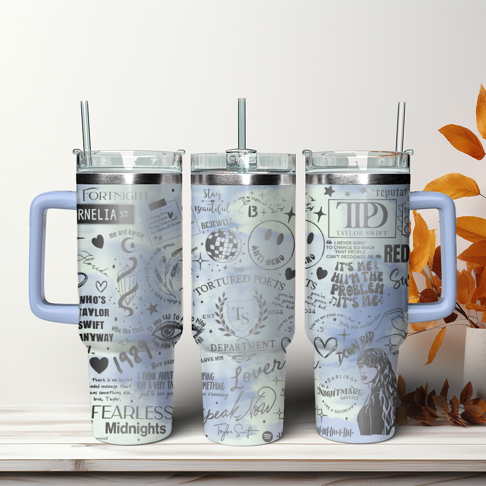 Taylor Swift Music Custom Stanley Quencher 40oz Stainless Steel Tumbler With Handle