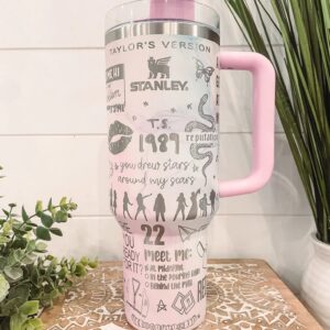 Taylor Swift Music Custom Stanley Quencher 40oz Stainless Steel Tumbler With Handle
