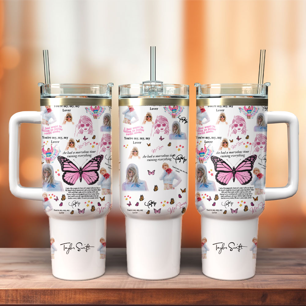 Taylor Swift Music Custom Stanley Quencher 40oz Stainless Steel Tumbler With Handle