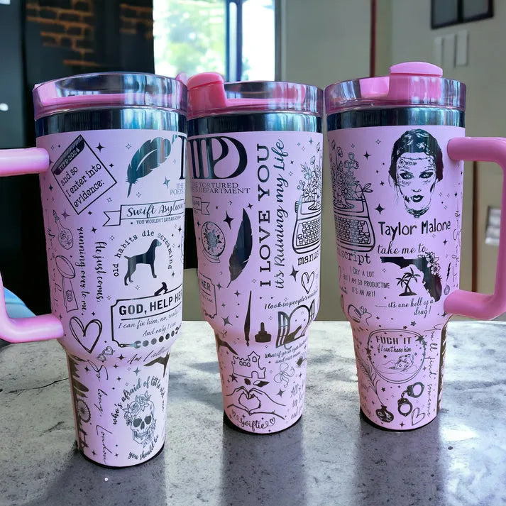 Taylor Swift Music Custom Stanley Quencher 40oz Stainless Steel Tumbler With Handle
