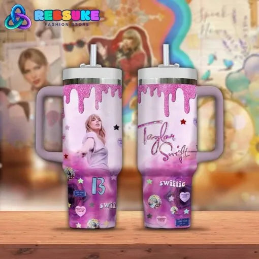 Taylor Swift Music Custom Stanley Quencher 40oz Stainless Steel Tumbler With Handle