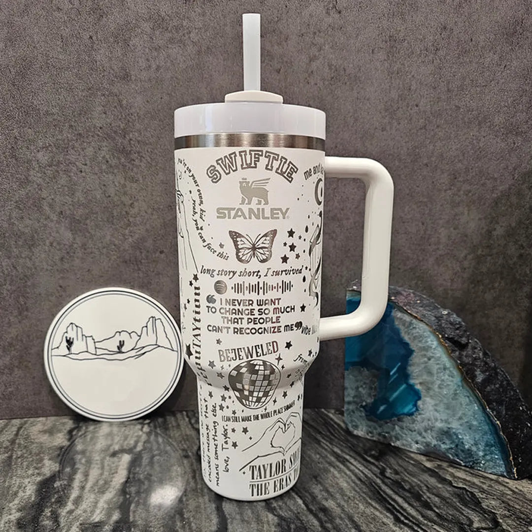 Taylor Swift Music Custom Stanley Quencher 40oz Stainless Steel Tumbler With Handle