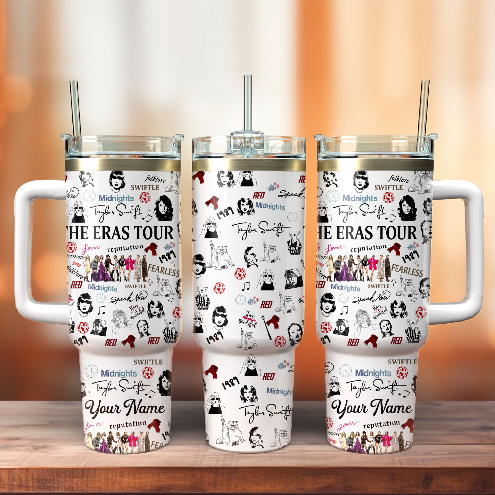 Taylor Swift Music Custom Stanley Quencher 40oz Stainless Steel Tumbler With Handle
