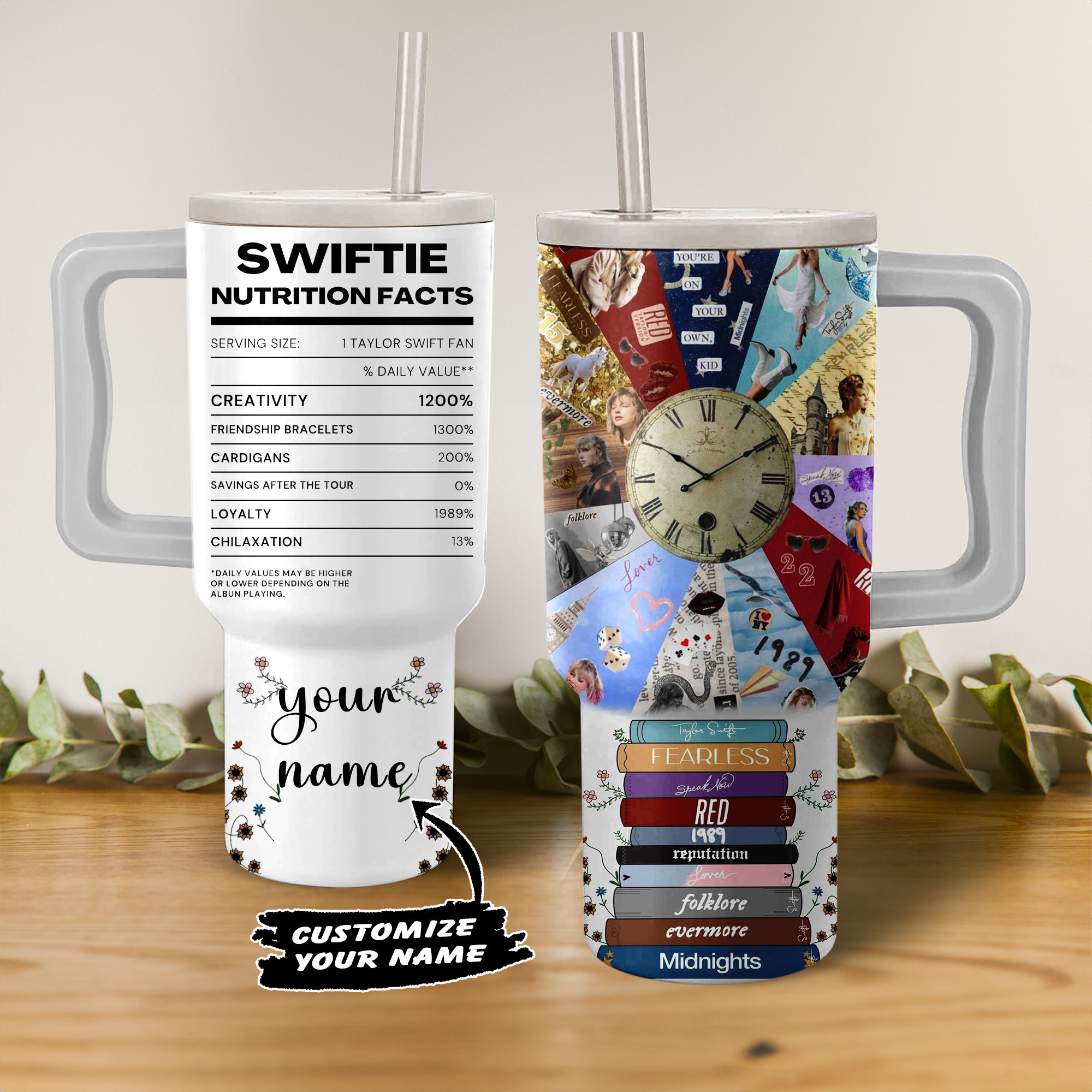 Taylor Swift Music Custom Stanley Quencher 40oz Stainless Steel Tumbler With Handle