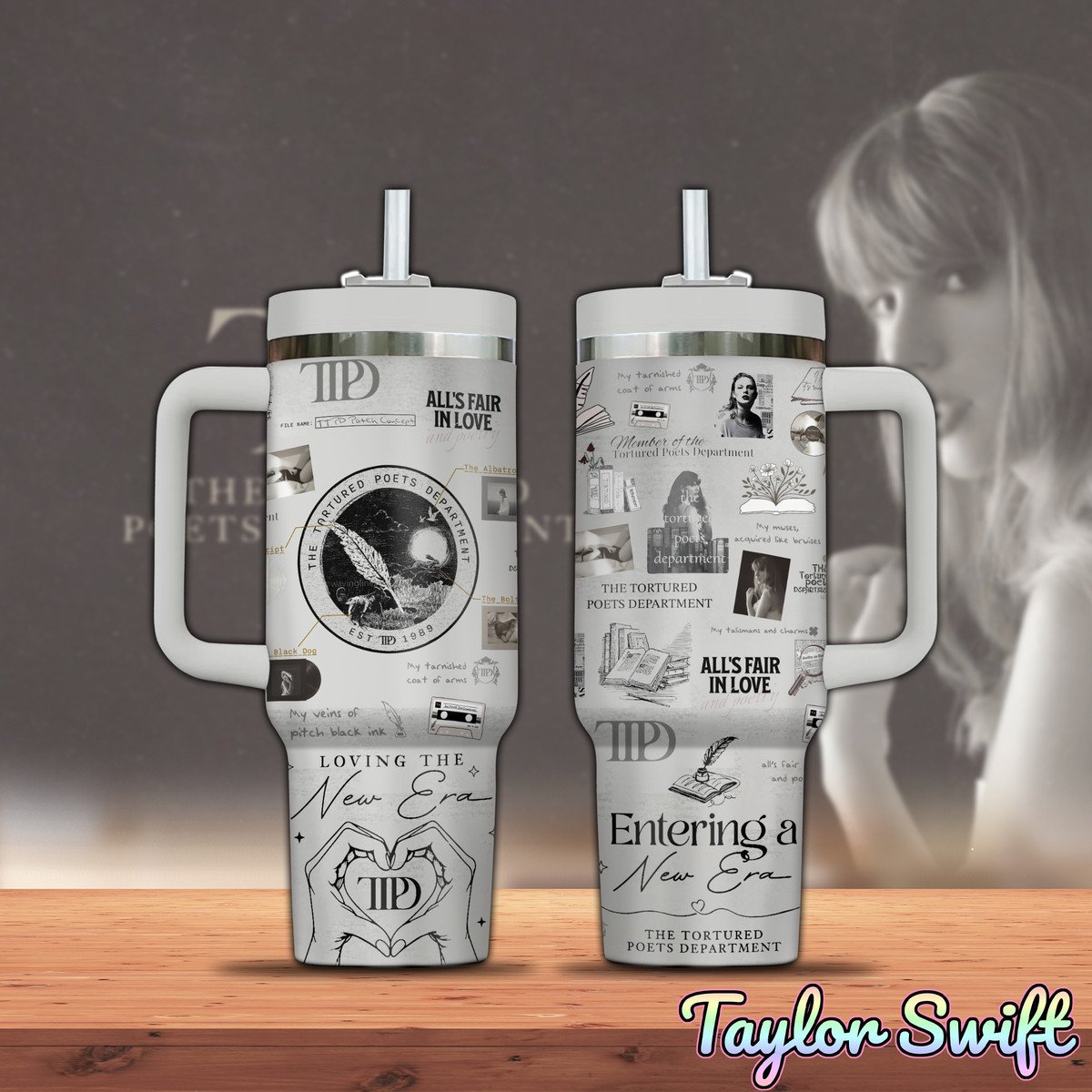 Taylor Swift Music Custom Stanley Quencher 40oz Stainless Steel Tumbler With Handle