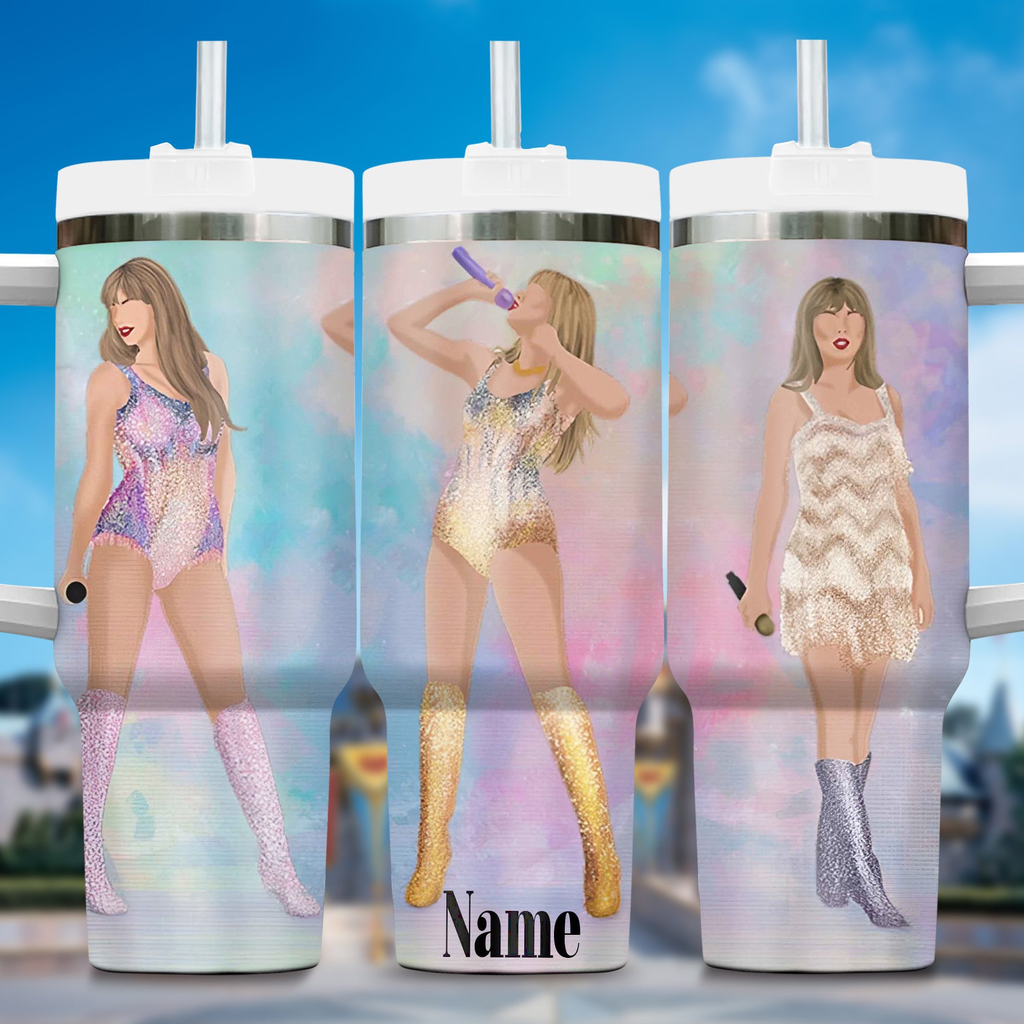 Taylor Swift Music Custom Stanley Quencher 40oz Stainless Steel Tumbler With Handle