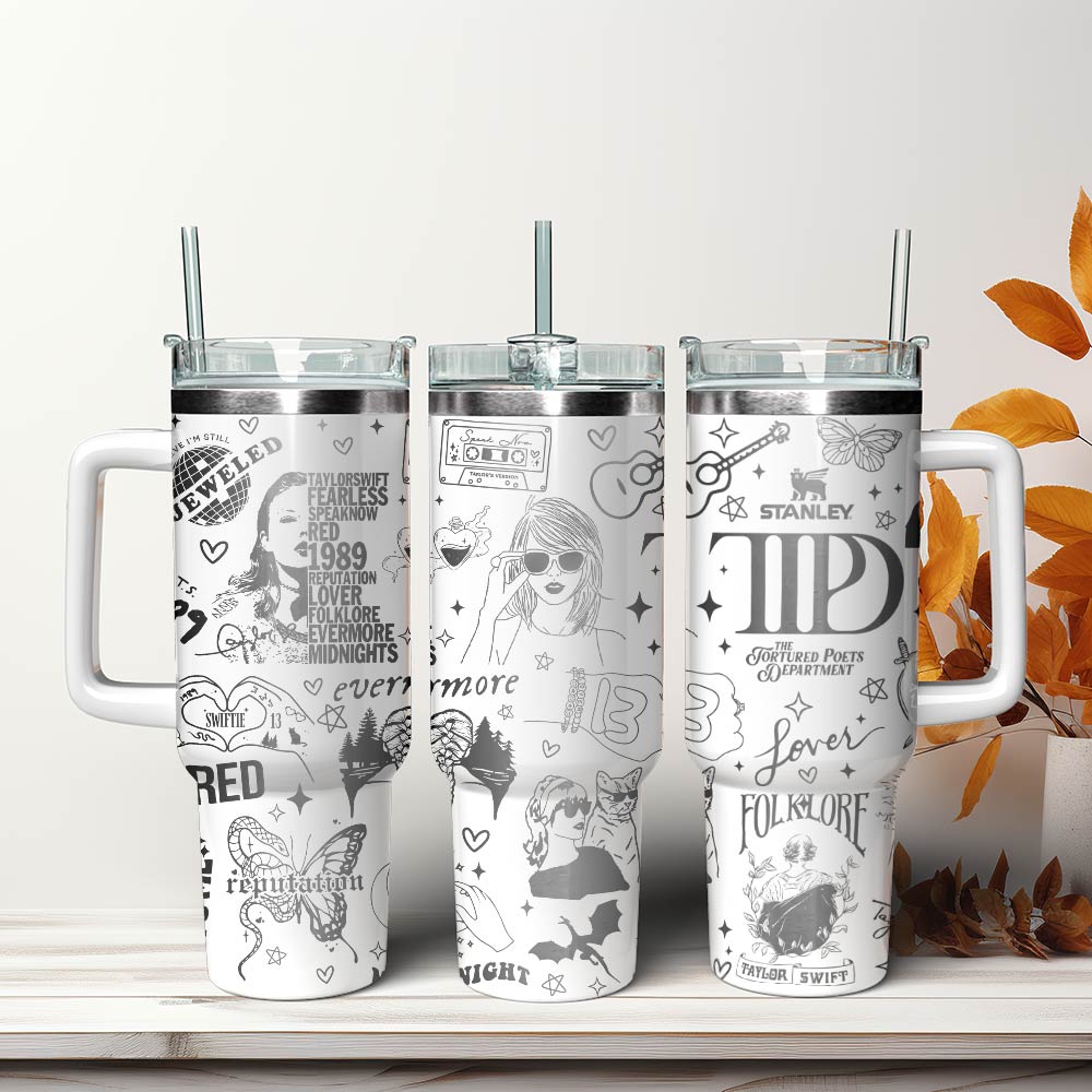 Taylor Swift Music Custom Stanley Quencher 40oz Stainless Steel Tumbler With Handle