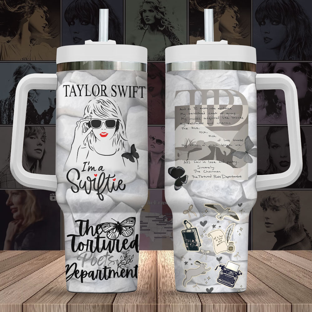 Taylor Swift Music Custom Stanley Quencher 40oz Stainless Steel Tumbler With Handle