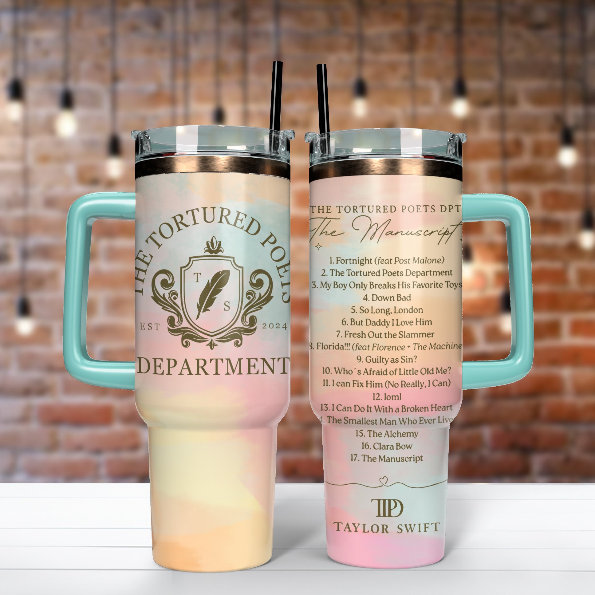 Taylor Swift Music Custom Stanley Quencher 40oz Stainless Steel Tumbler With Handle