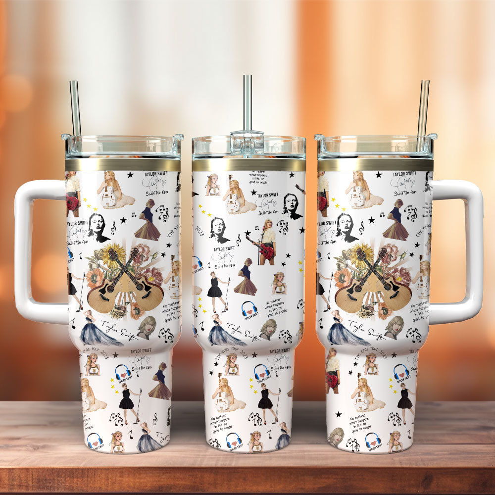 Taylor Swift Music Custom Stanley Quencher 40oz Stainless Steel Tumbler With Handle