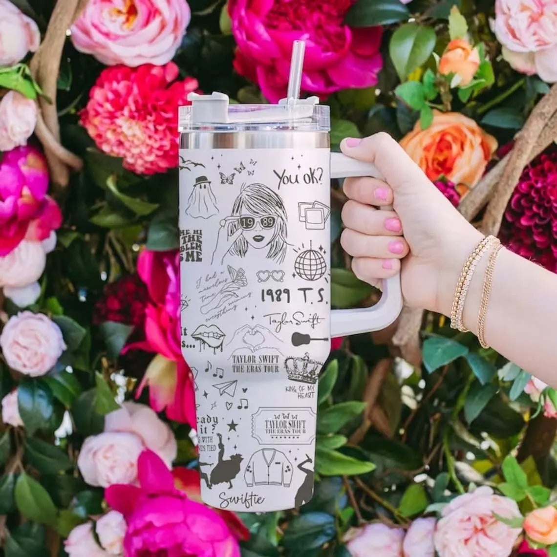 Taylor Swift Music Custom Stanley Quencher 40oz Stainless Steel Tumbler With Handle