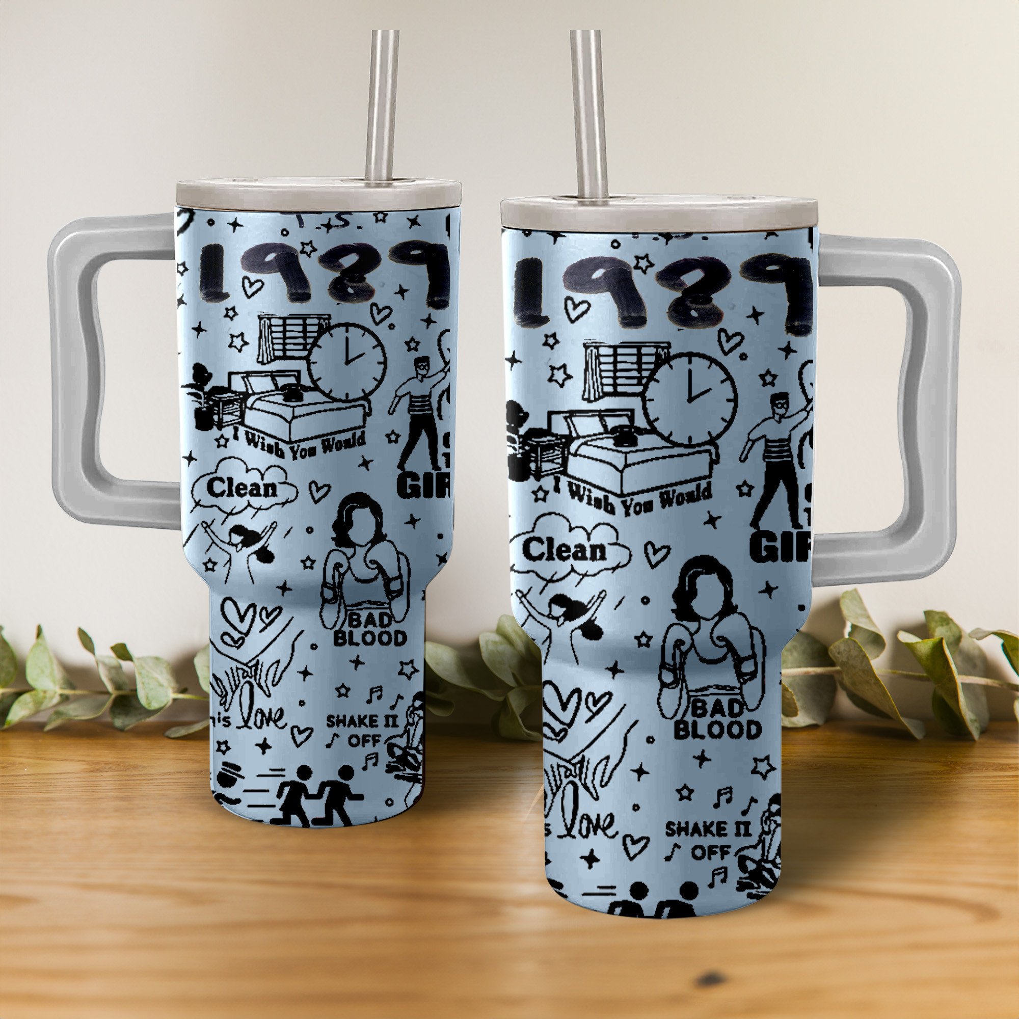 Taylor Swift Music Custom Stanley Quencher 40oz Stainless Steel Tumbler With Handle