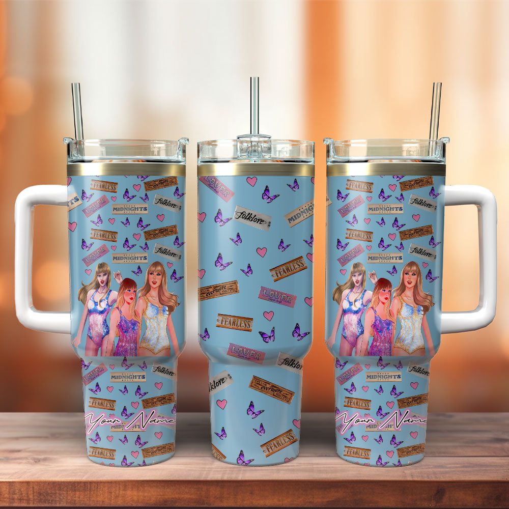 Taylor Swift Music Custom Stanley Quencher 40oz Stainless Steel Tumbler With Handle