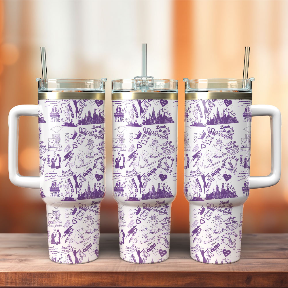 Taylor Swift Music Custom Stanley Quencher 40oz Stainless Steel Tumbler With Handle