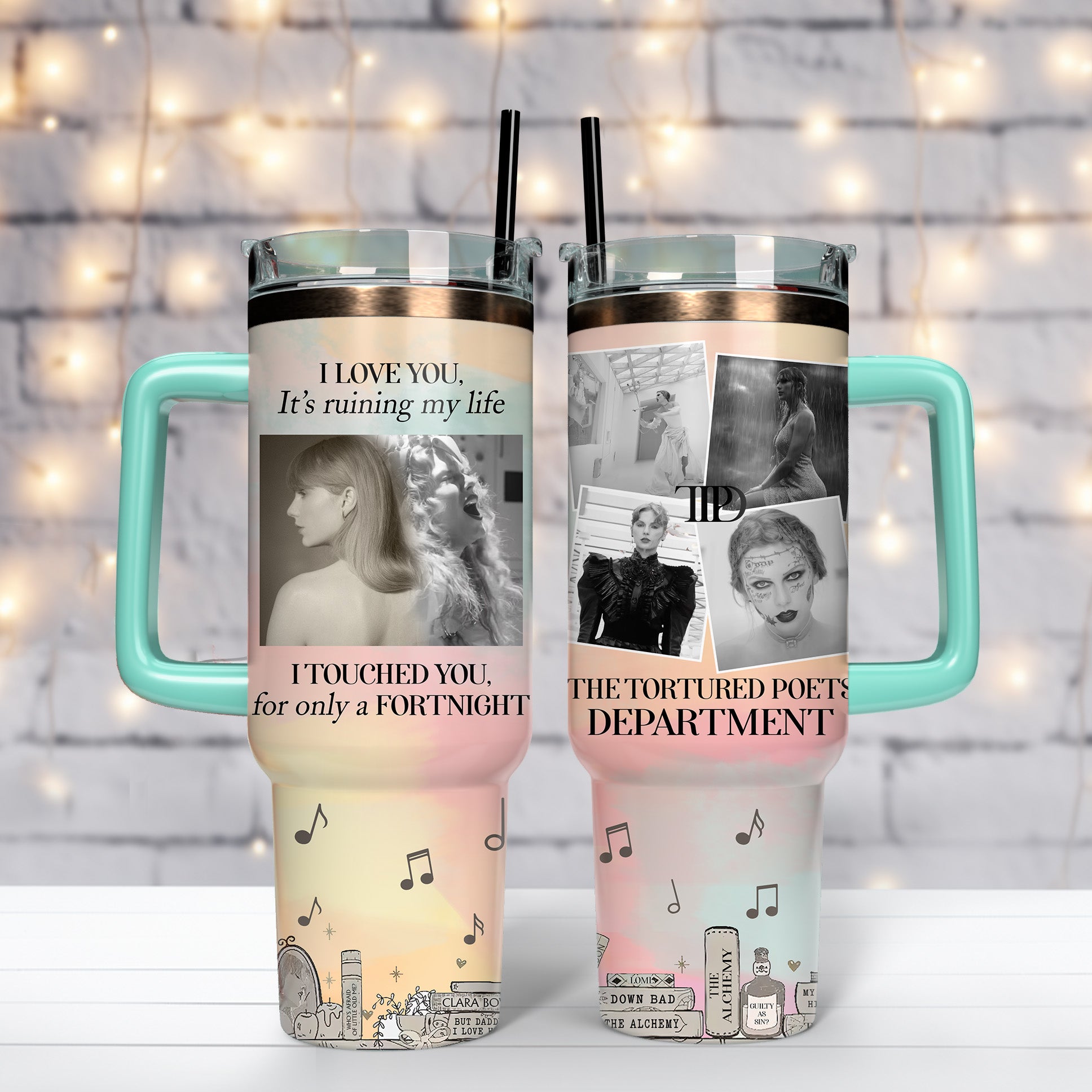 Taylor Swift Music Custom Stanley Quencher 40oz Stainless Steel Tumbler With Handle