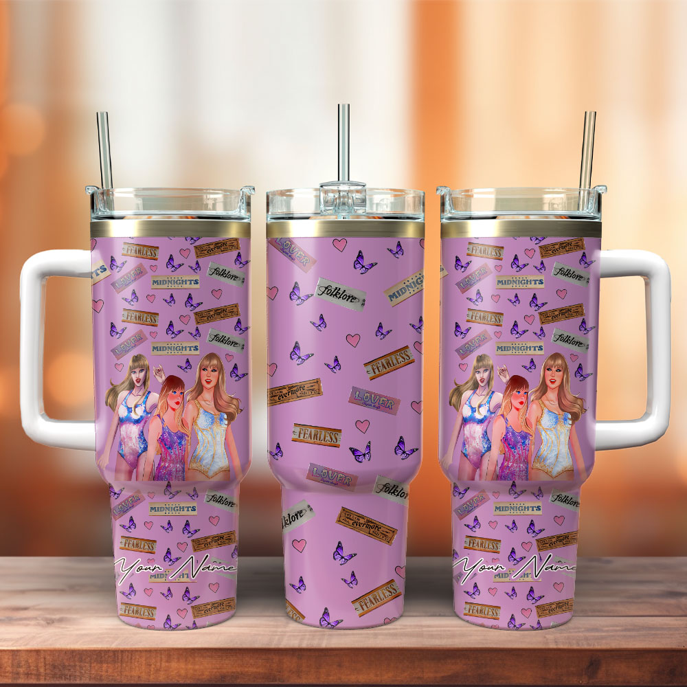 Taylor Swift Music Custom Stanley Quencher 40oz Stainless Steel Tumbler With Handle