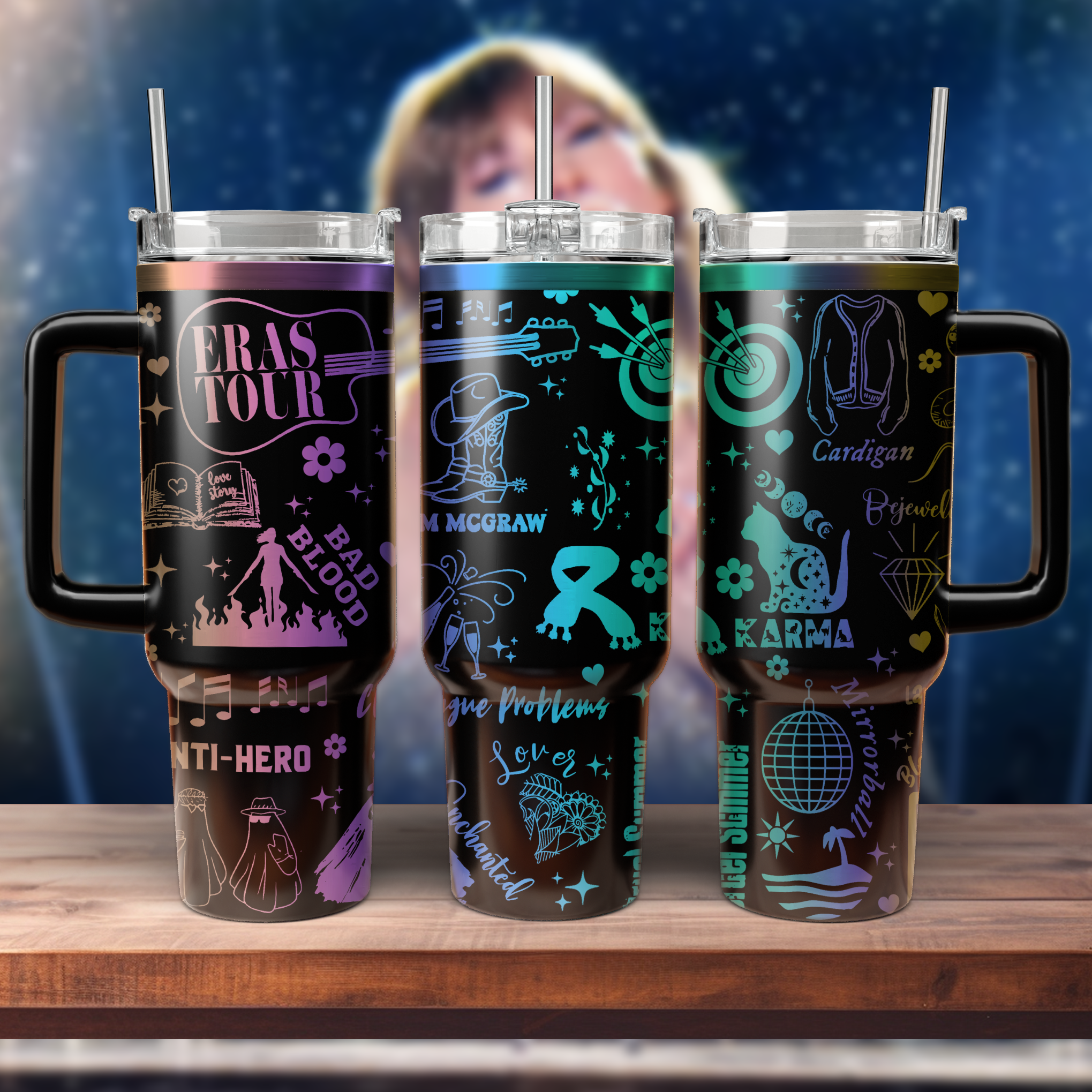 Taylor Swift Music Custom Stanley Quencher 40oz Stainless Steel Tumbler With Handle